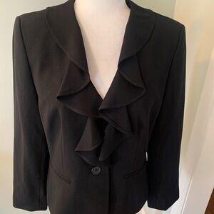 NY Gard Black vintage ruffled jacket, size 10 petite